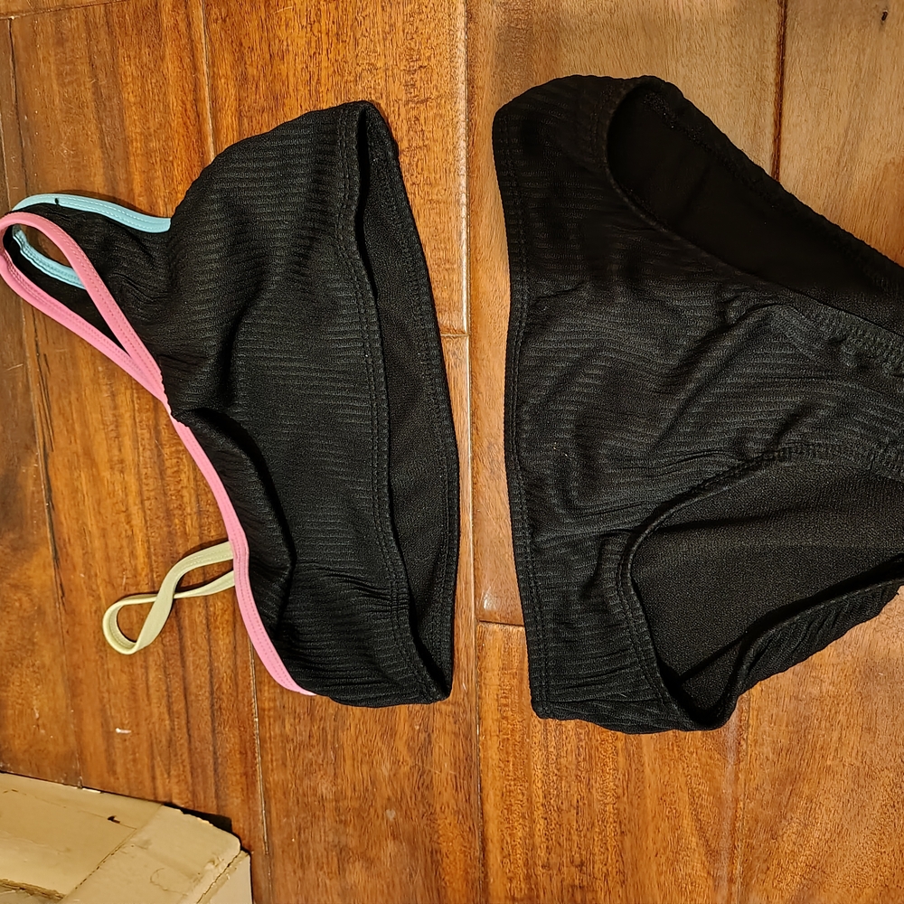 Black Bikini Set with Colorful Straps